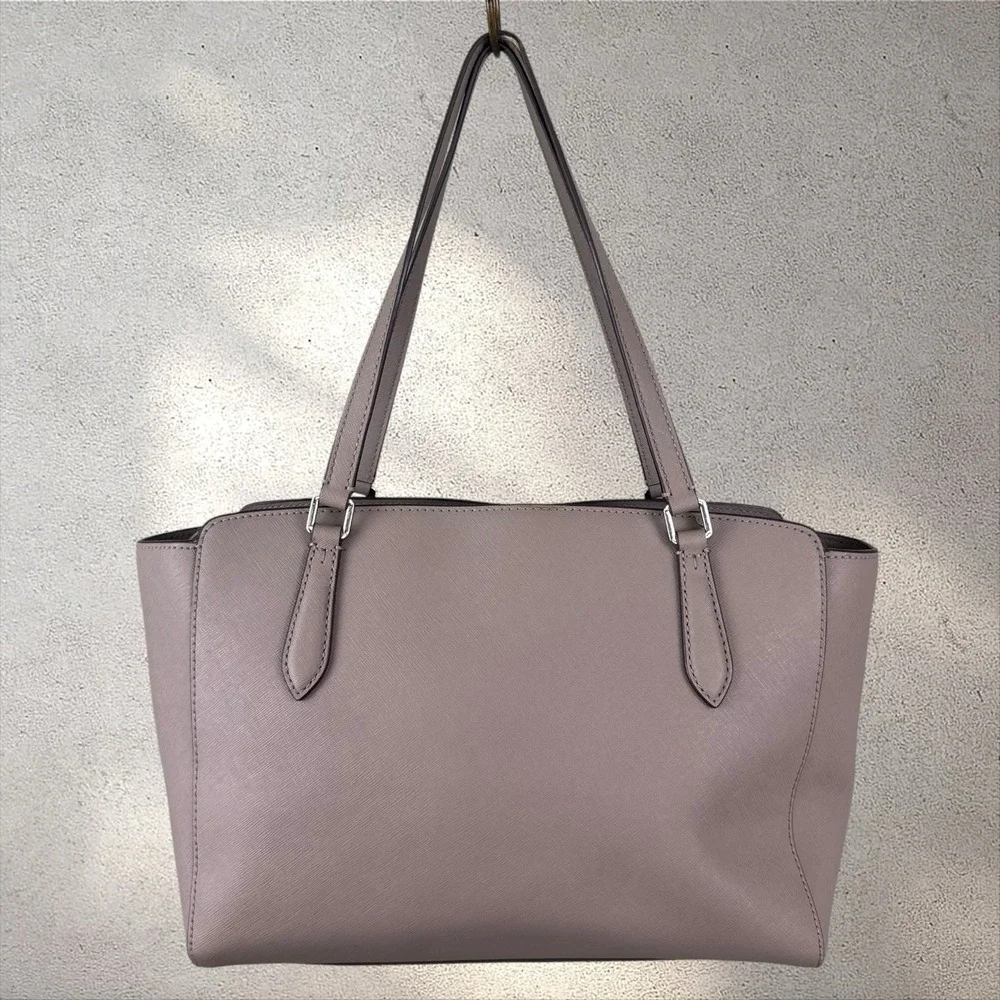Tory Burch Emerson Small Top Zip Tote Bag French Gray Taupe